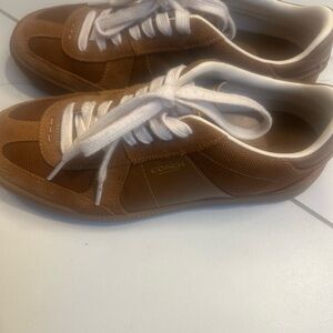 Coach Women's Brown Sneakers with White Laces